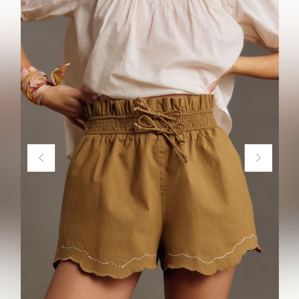 NWT By Anthropologie Scallop-Hem Shorts - Picture 2 of 9